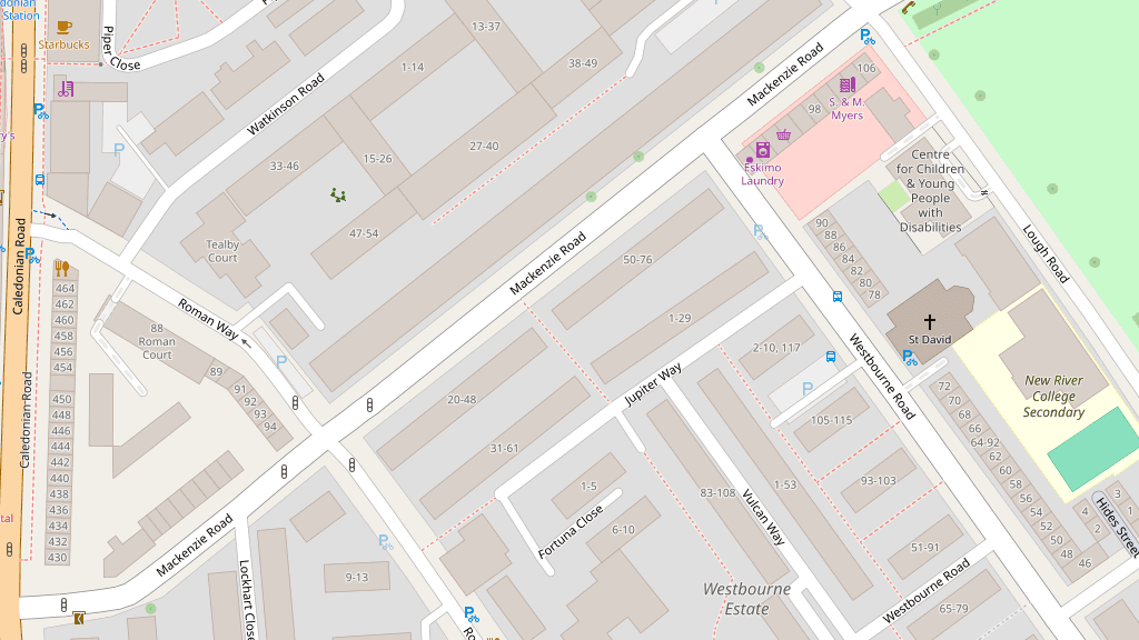 Map of the Islington N7 8RD area, just off Caledonian Road